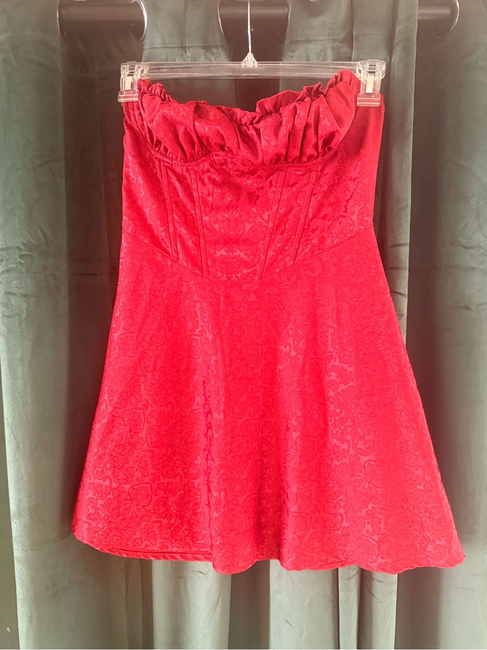 Princess Polly Strapless Red Jacquard Mini Dress